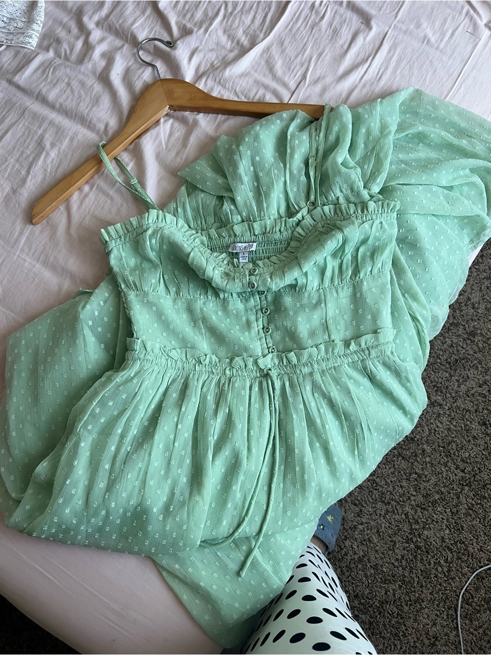 Patrons of Peace Mint Green Swiss-Dot Smocked Sundress